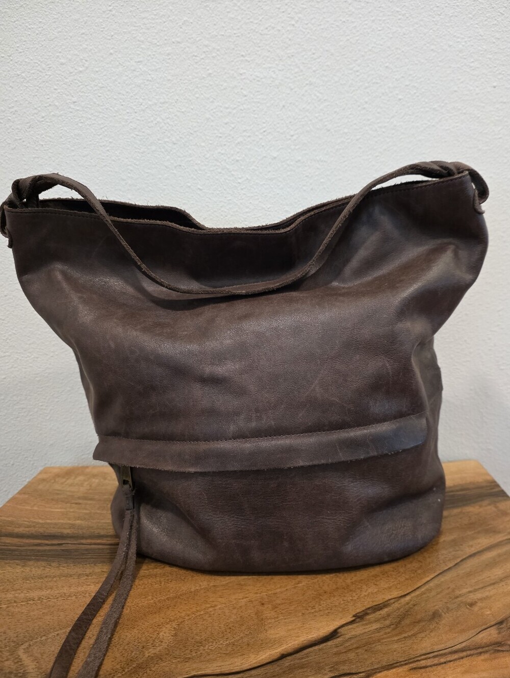 Will Leather Goods Brown Leather Slouchy Shoulder Bag